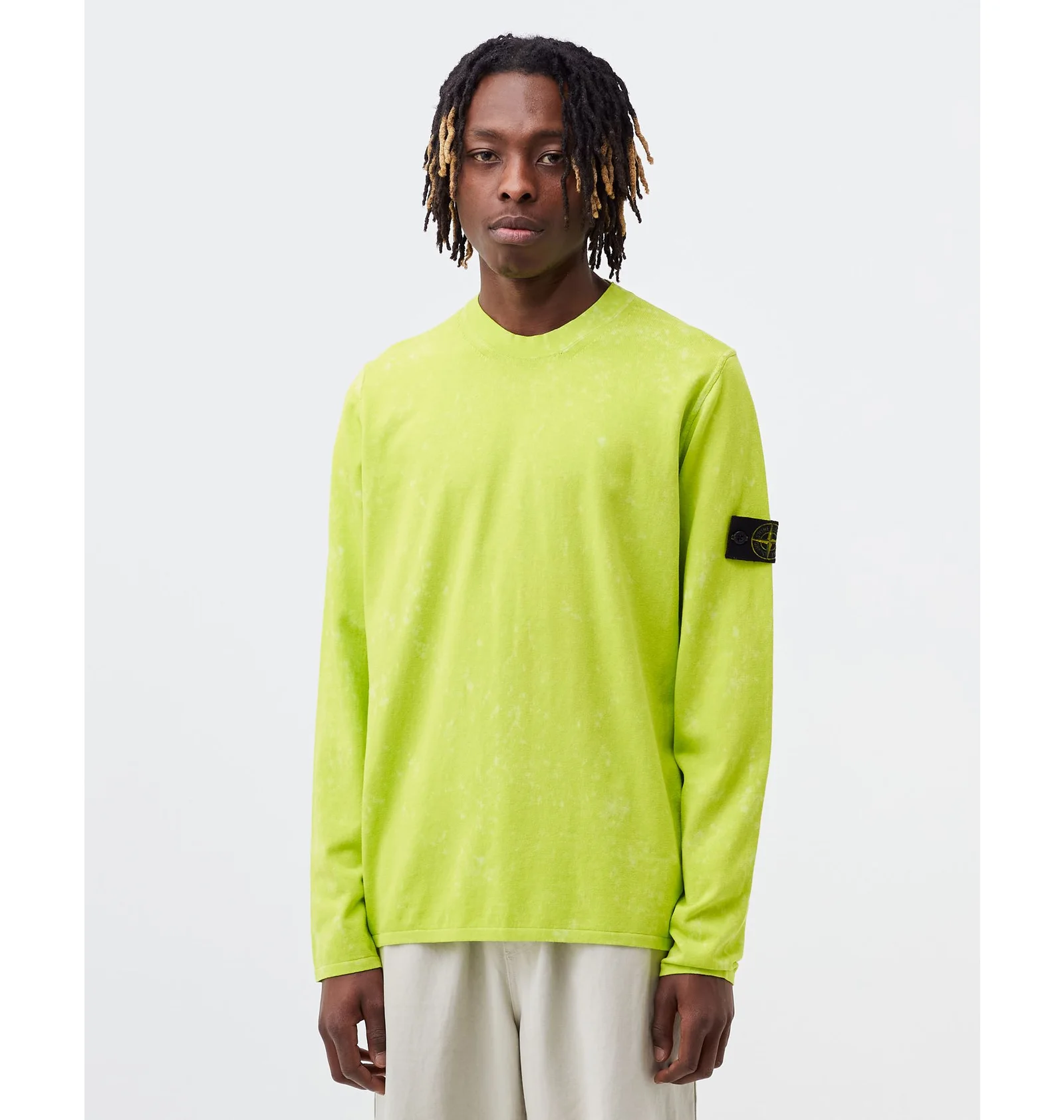 ᐉ Лонгслів чоловічий Stone Island Cotton Tye Dye Jumper Lime