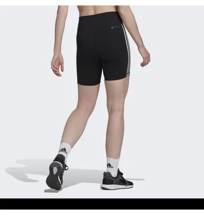 Шорты женские Adidas Training Essentials 3-Stripes High-Waisted Short Leggings Black HK9964