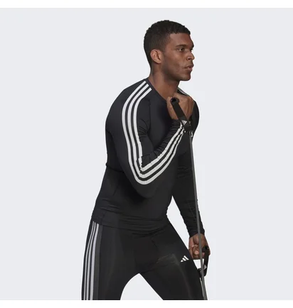 Лонгслів чоловічий Adidas Techfit 3-Stripes Training Long Sleeve Tee Black Hd3532