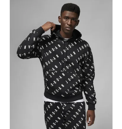 Худи мужское Air Jordan Essentials Allover Heritage Print Fleece Pullover Hoodie Black Dv7640-010