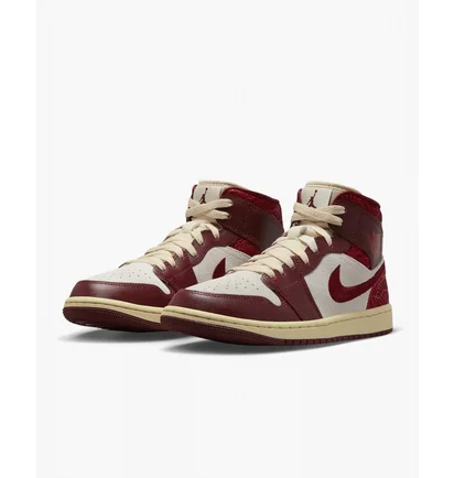 Кроссовки женские Air Jordan 1 Mid Se Tiki Leaf Bordo/White DZ2820-601