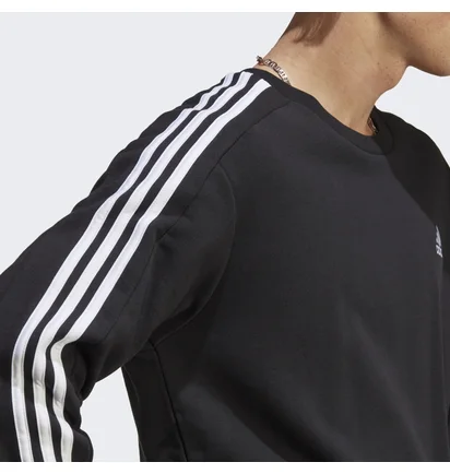 Свитшот мужской Adidas Essentials French Terry 3-Stripes Sweatshirt Black Ic9317