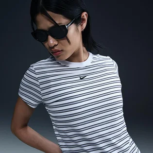 Футболка женская Nike Sportswear Chill Knit Slim Striped White/Grey HF9524-100