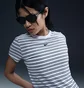 Футболка женская Nike Sportswear Chill Knit Slim Striped White/Grey HF9524-100