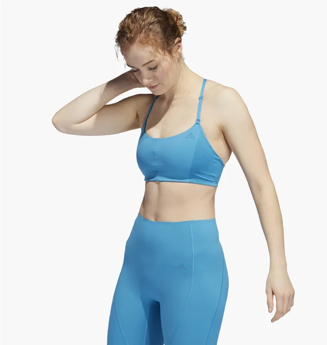 Топ женский Adidas Yoga Studio Light-Support 3-Stripes Bra Blue Hh9127