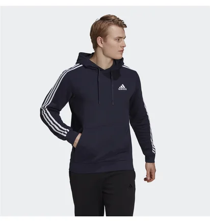 Худи мужское Adidas Essentials Fleece 3-Stripes Hoodie Blue GK9073