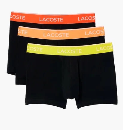 Трусы мужские Lacoste Logo Waist Trunks Black (3 шт) 5H3401-51