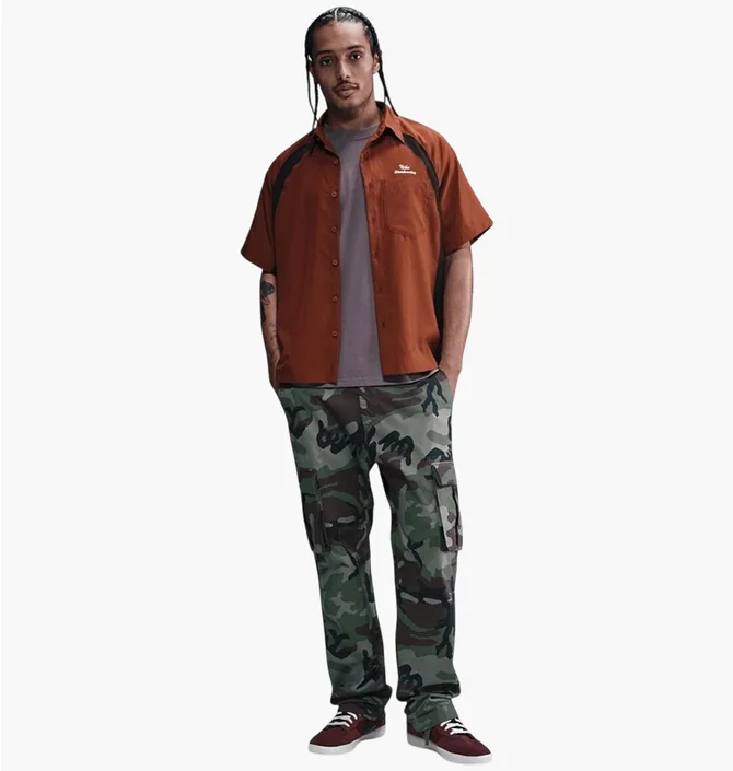 Рубашка унисекс Nike Sb Dri-Fit Woven Short-Sleeve Bowler Shirt Brown HJ2958-245