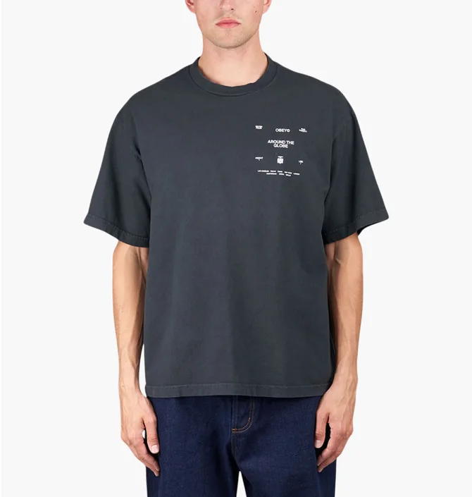 Футболка чоловіча OBEY Around The Globe Pigment Black 167924096-PTB