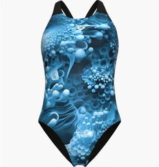 Купальник женский Arena Blue Flowers Swimsuit V Back Blue 009027-850