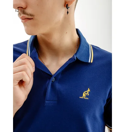 Поло мужское AUSTRALIAN 2-Stripe Pique Polo S-Fit Blue LSUPO0004-842B