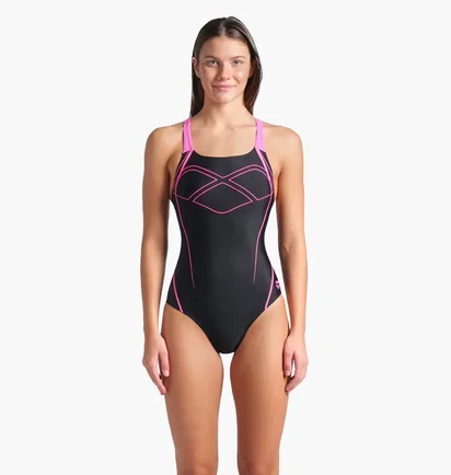 Купальник женский Arena Graphic Swimsuit Swim Pro Back Black 009024-590