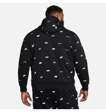 Худі чоловіче Nike Club Aop Po Hoody Black FB7434-010