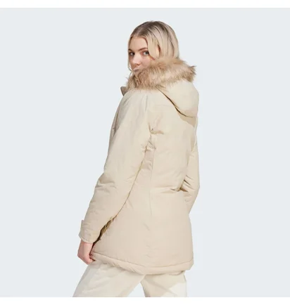 Парка женская Adidas Hooded Fur Beige HZ5734