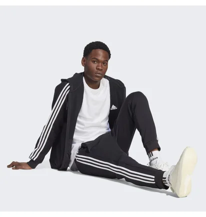 Толстовка чоловіча Adidas Essentials Fleece 3-Stripes Full-Zip Hoodie Black IB4029