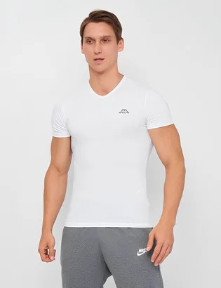 Футболка мужская Kappa Mezza Manica Scollo V White K1311-BIANCO