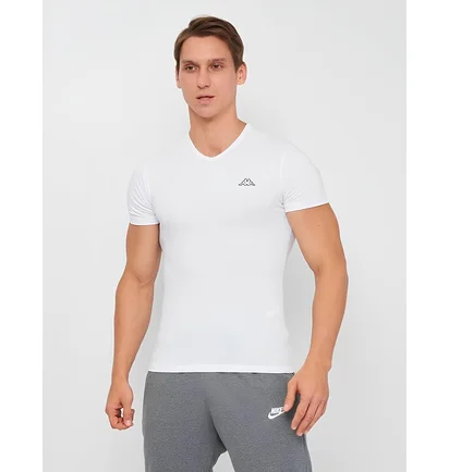 Футболка мужская Kappa Mezza Manica Scollo V White K1311-BIANCO