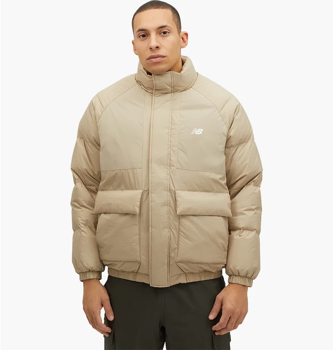 Пуховик чоловічий New Balance Kurtka Zimowa Męska Beżowa Beige MJ34302SOT
