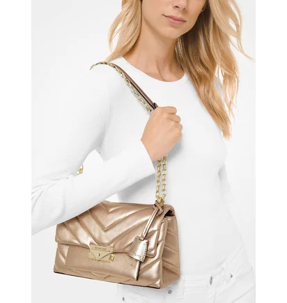 Сумка женская Michael Kors Cece Medium Quilted Metallic Leather Convertible Shoulder Bag Gold 30H9L0EL6K-PALE-GOLD-6222