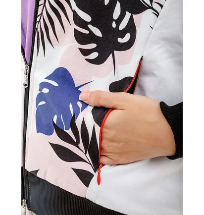 Толстовка женская AUSTRALIAN Flowers Hoodie Elastic Fleece Insert Jacket Black/White LSDGC0009-002