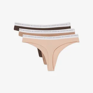Трусики жіночі Lacoste Stretch Cotton String Briefs (3 шт) Beige/Brown 8F1341I87