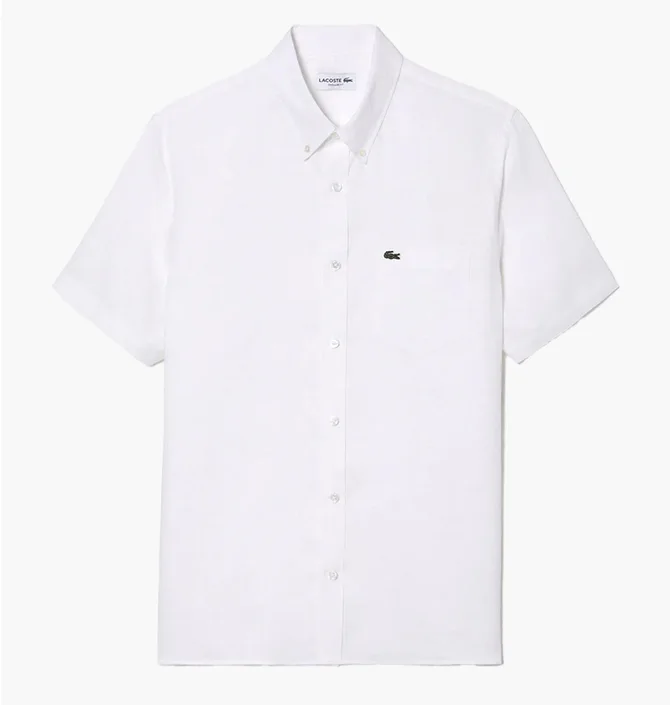 Рубашка мужская Lacoste Short Sleeve Linen Shirt White CH5699T001