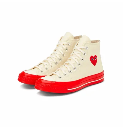 Кеды унисекс Comme des Garcons Play X Chuck 70 High Shoes Egret/Red Beige A01794C