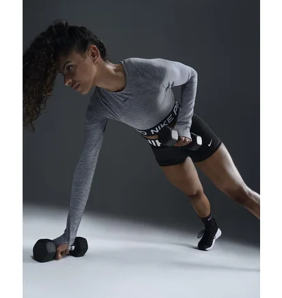 Топ женский Nike Pro Dri-Fit Cropped Long-Sleeve Top Grey FV5484-084