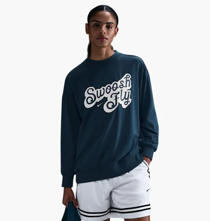 Свитшот женский Nike W Nk Swsh Fly Ssnl Flc Top Blue FZ5514-478