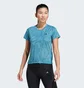 Футболка женская Adidas Run Icons 3 Bar Logo Allover Print Running Light Blue IL1744