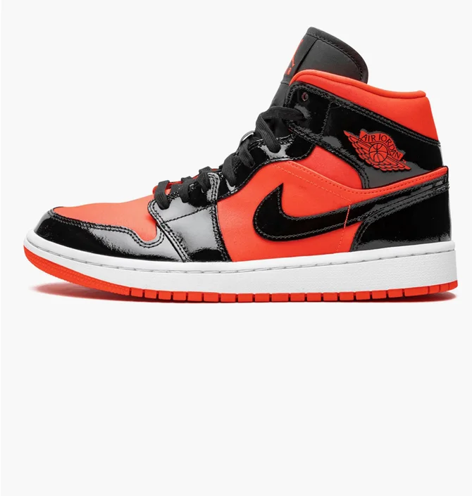 Кроссовки женские Air Jordan Wmns 1 Mid Black/Orange BQ6472-600