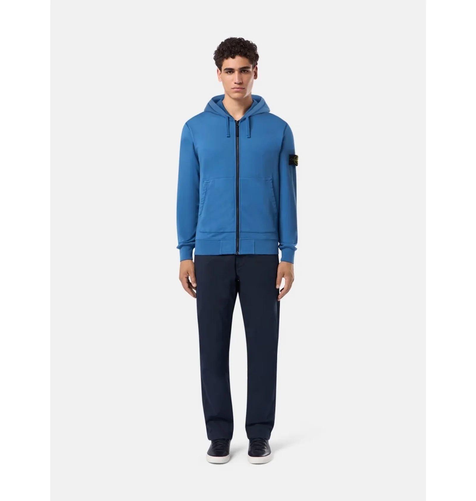 Stone  ライトブルー フルジップフーディ ᐉ Толстовка чоловіча Stone Island Compass-Badge Zip-Up Blue