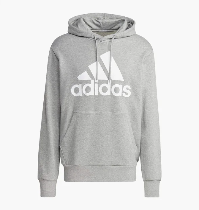 Худи мужское Adidas Essentials French Terry Big Logo Hoodie Grey Ic9364