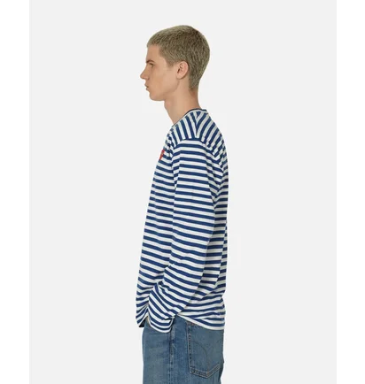 Лонгслів чоловічий Comme des Garcons Heart Striped Longsleeve T-Shirt Blue/White P1T164