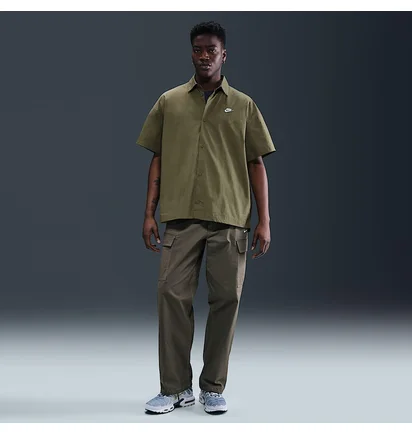 Рубашка мужская Nike Nk Club Ss Btn Shirt Os Olive HJ2026-222