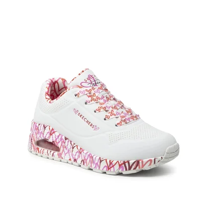 Кроссовки женские Skechers Uno Loving Love White 155506-WRPK