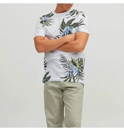 Футболка чоловіча Jack & Jones Jprblatropic Aop Ss Crew Sn White/Multi 12203764-WHITE
