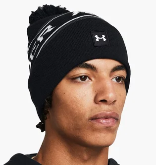Шапка мужская Under Armour MenS Halftime Pom Beanie Black 1379985-001