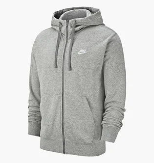 Толстовка мужская Nike M Nsw Club Hoodie Fz Ft Grey Bv2648-063