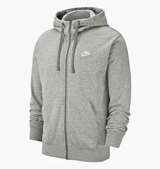 Толстовка мужская Nike M Nsw Club Hoodie Fz Ft Grey Bv2648-063