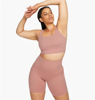 Топ женский Nike Go WomenS Firm-Support High-Waisted 8 Biker Shorts With Pockets Peach DQ5923-618