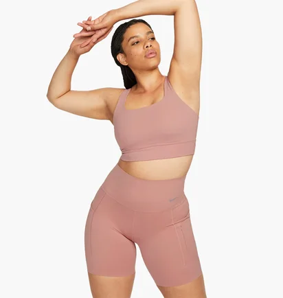 Топ женский Nike Go WomenS Firm-Support High-Waisted 8 Biker Shorts With Pockets Peach DQ5923-618