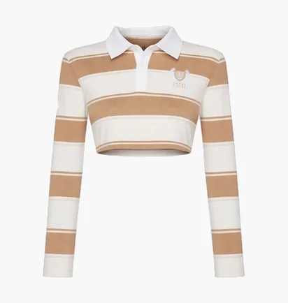 Поло жіноче Ksubi Academy Ls Polo Shirt Tan Stripe Beige WSP26FT012