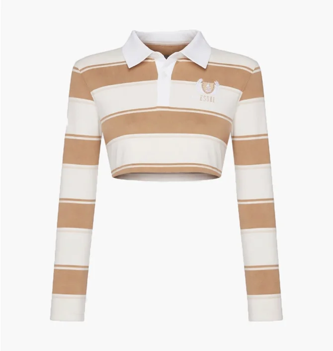 Поло жіноче Ksubi Academy Ls Polo Shirt Tan Stripe Beige WSP26FT012