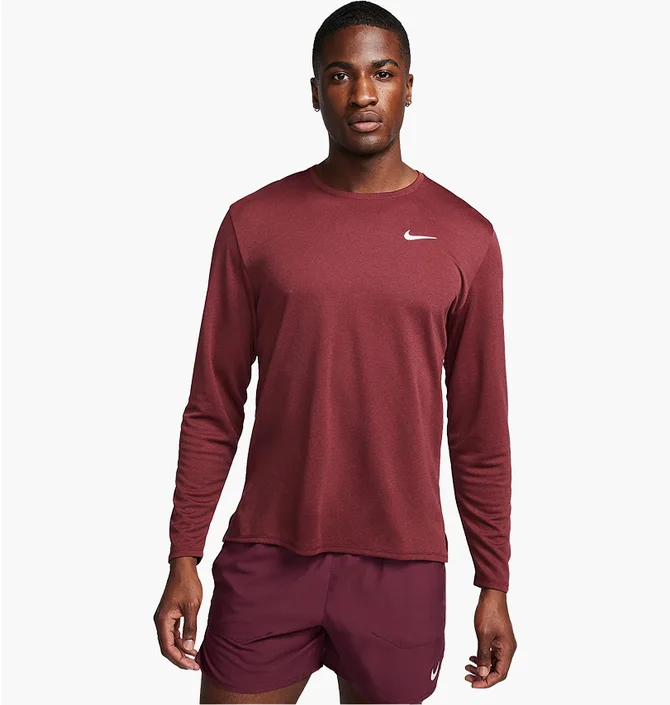 Лонгслів чоловічий Nike Miler Dri-Fit Uv Long-Sleeve Running Top Red FB7070-681