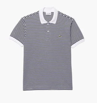 Поло чоловіче Lacoste Classic Fit L.12.12 Striped Petit Piqué Polo Black/White PH9753-51-522