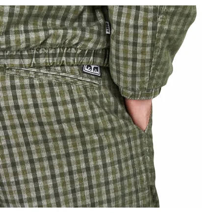 Штаны мужские OBEY Fubar Pleated Plaid Cord Pant Green 142020220-KBG