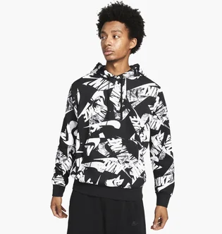 Худи мужское Nike Mens Allover Print Pullover Hoodie Black DM6881-010