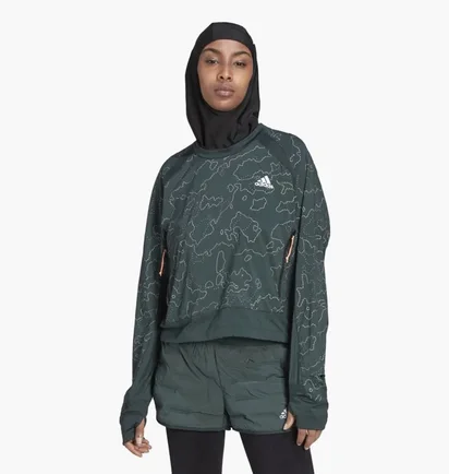 Худи женское Adidas X-City Running Crewneck Jacket Green Hc6323