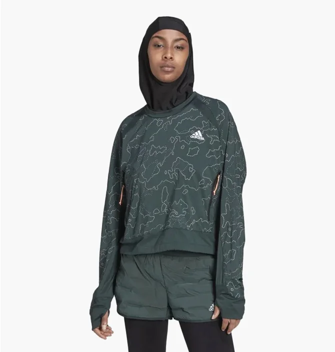 Худи женское Adidas X-City Running Crewneck Jacket Green Hc6323